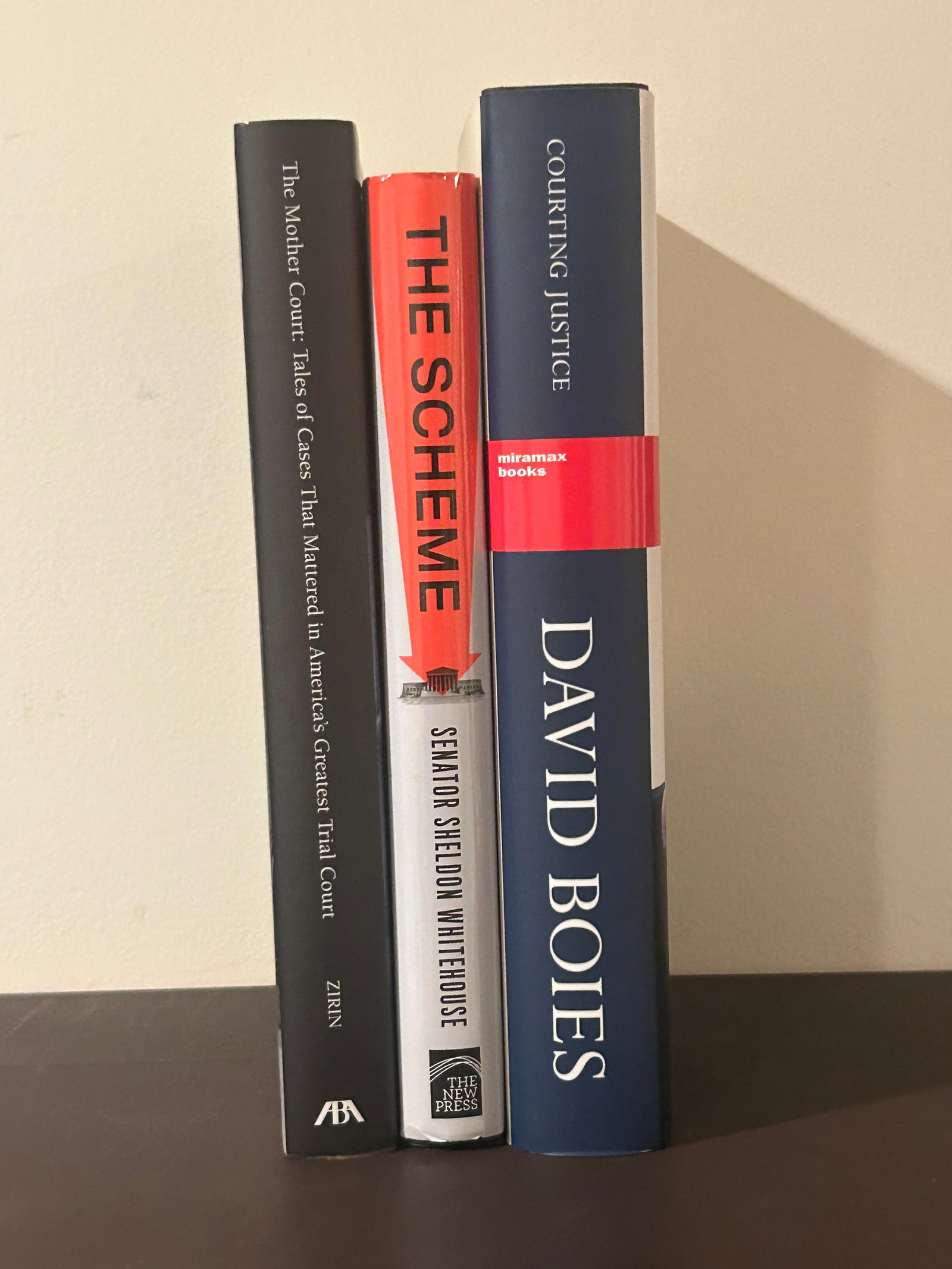 Supreme Court Themed SIGNED First Editions: The Scheme by Senator Sheldon Whitehouse SIGNED & Inscribed First Edition published by The New Press, New York, 2022. The Mother Court by James D. Zirin SIGNED & Inscribed First Edition published by A