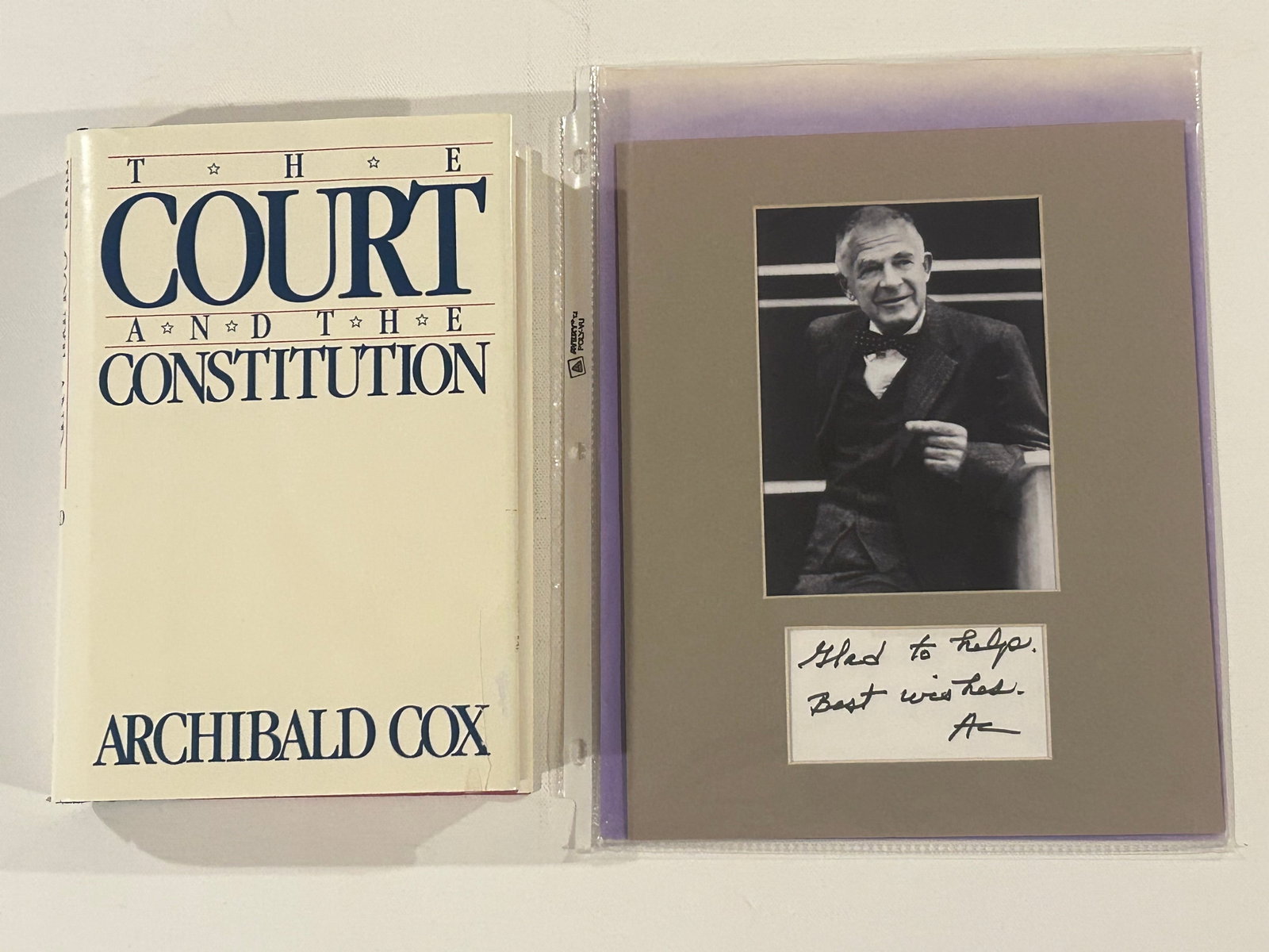 (Supreme Court) The Court And The Constitution by Archibald Cox With Included Cut Signature (1 of 4)