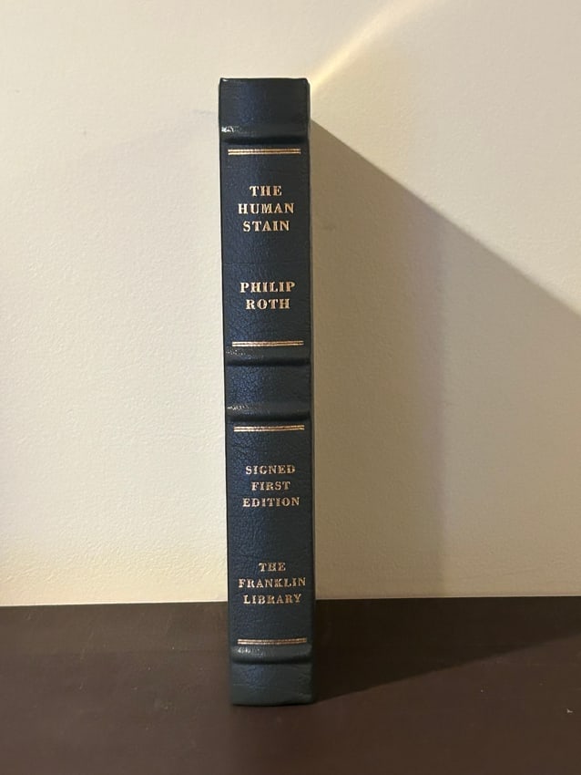 The Human Stain by Philip Roth SIGNED Leather Bound First Edition: The Human Stain by Philip Roth SIGNED Leather Bound First Edition published by The Franklin Library, Franklin Center, 2000. Dimensions: 11" x 9" x 3"