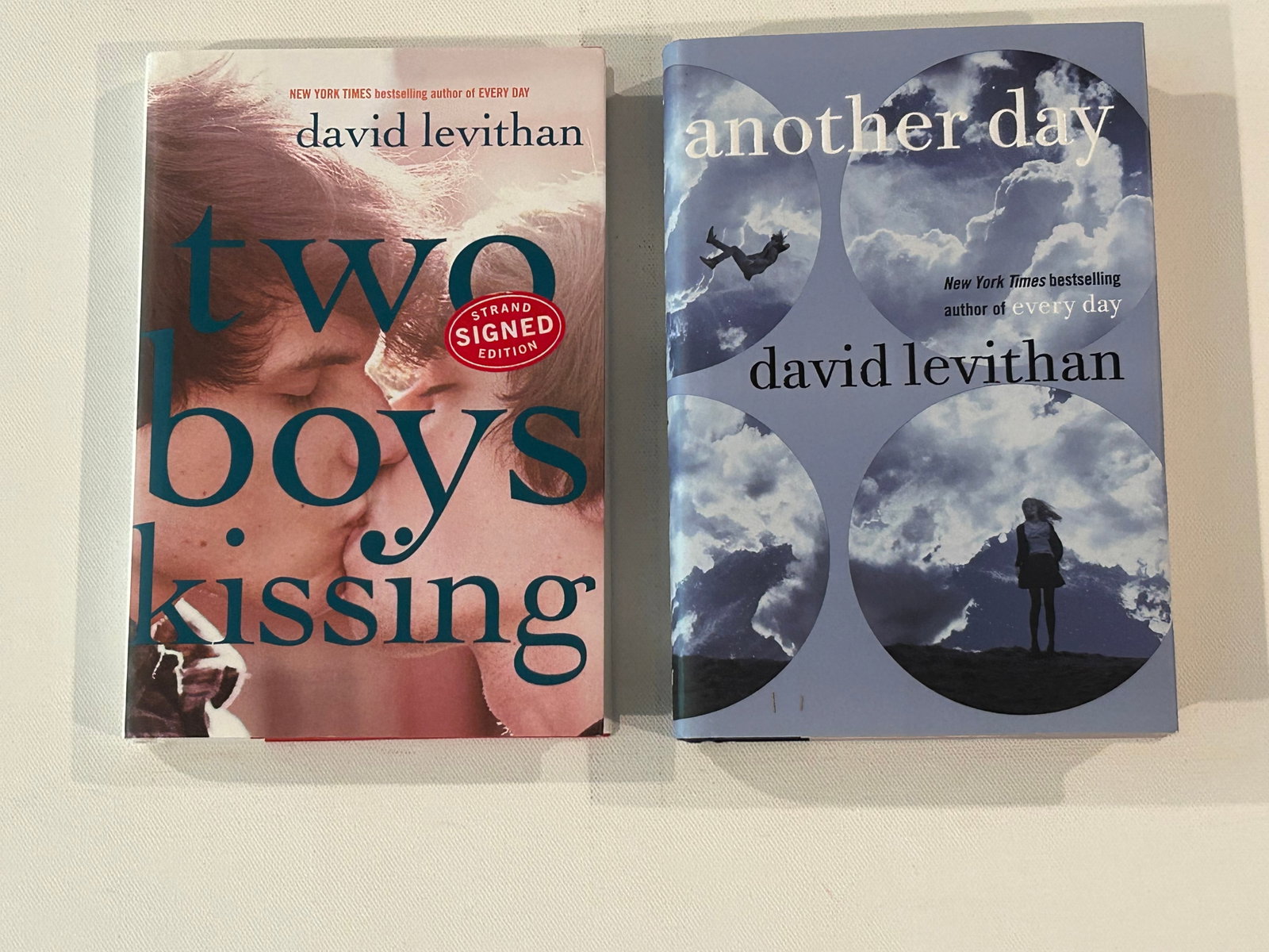 David Levithan SIGNED First Editions: Two Boys Kissing & Another Day SIGNED First Editions published by Alfred A. Knopf, New York, 2013, 2015. Dimensions: 11" x 9" x 3"