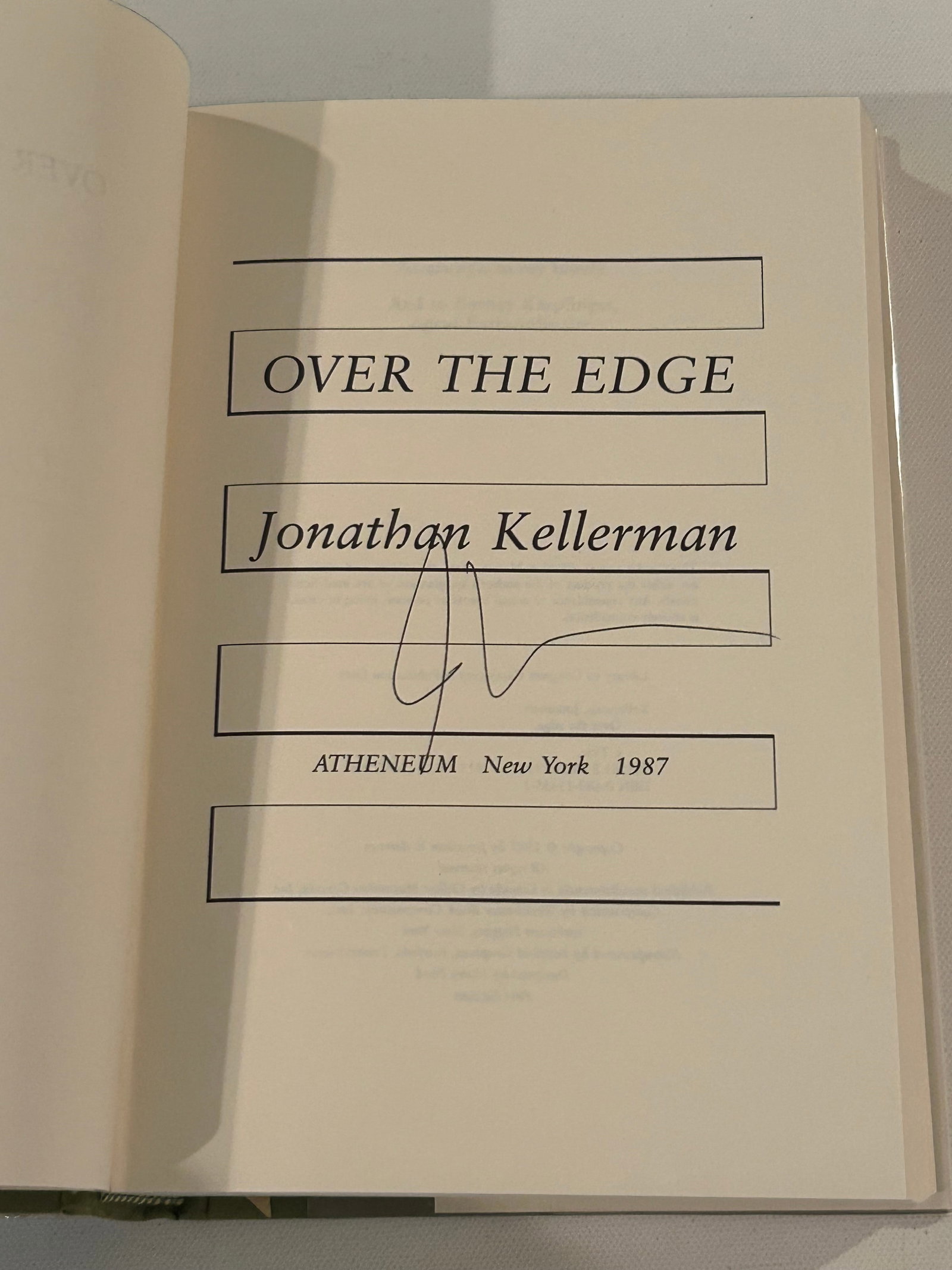 Over The Edge By Jonathan Kellerman SIGNED First Edition - 2
