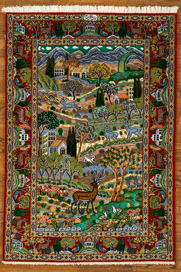 WOOL, KASHAN, RED / MEDIUM BLUE (Rectangle) Origin: IRAN - Hand-knotted (1 of 6)