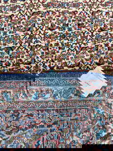 VINTAGE PERSIAN Tabriz RUG HAND-KNOTTED colorful handmade ANTIQUE handwoven: Approx Size 8 feet 8 inches X 11 feet 8 inches Handknotted Wool made in Iran Antique Center AUTHENTIC Persian RUGALL NATURAL VEGETABLE DYES FROM PLANT AND MINERAL SOURCESHAND-KNOTTED AND HAND-SPUN NAT