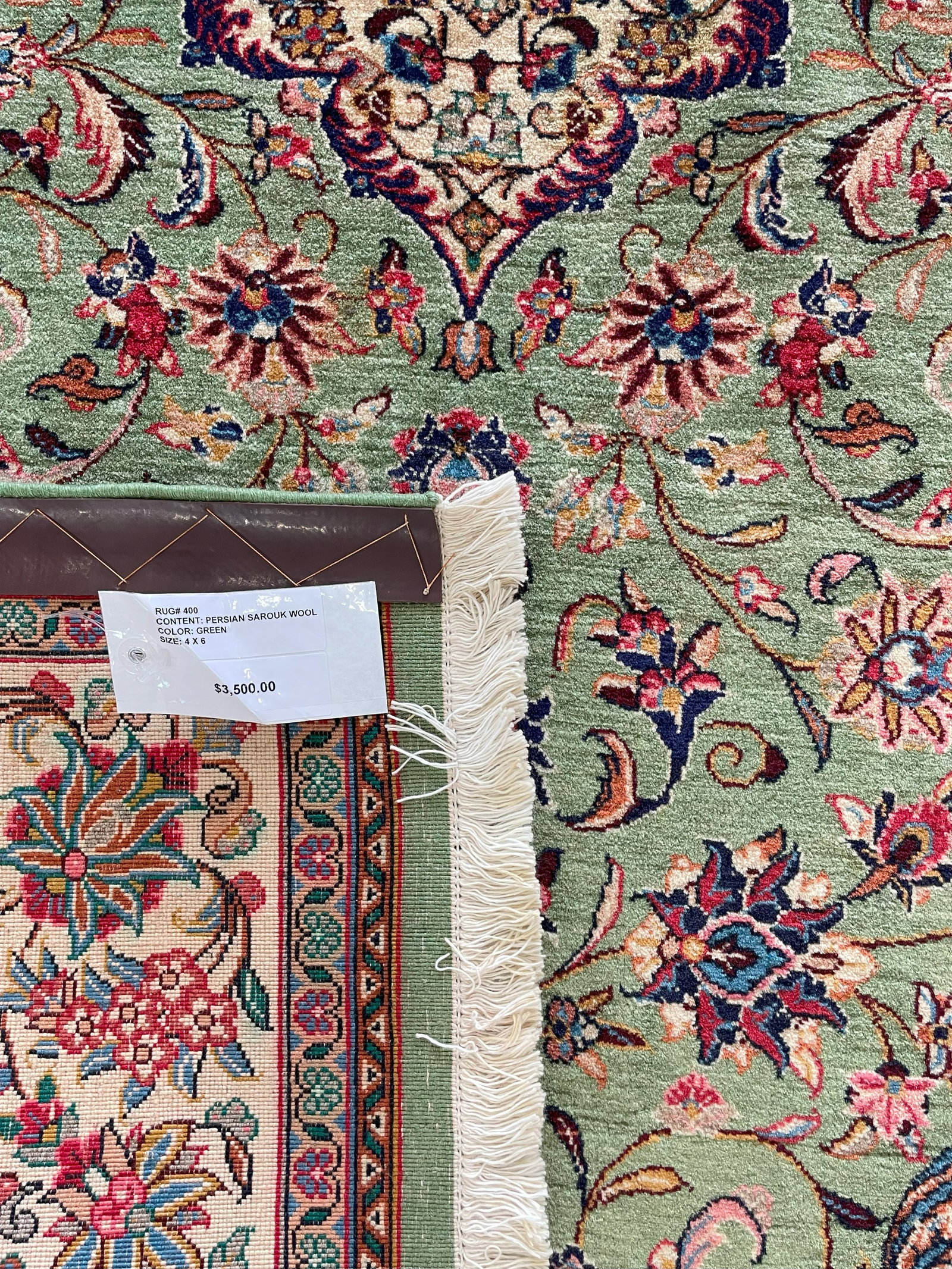 Persian Sarouk green: wool 4x6