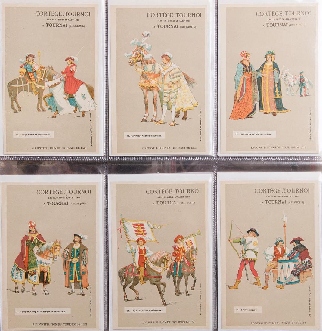 ILLUSTRATEURS. 373 cartes postales, thèmes divers.: ILLUSTRATEURS. 373 cartes postales, thèmes divers. Réunies dans un classeur à anneaux. 20 cartes du Cortège-Tournoi à Tournai, 3 cartes d'Allard L'Olivier pour la Croix Rouge, Henri Vincent-Angla