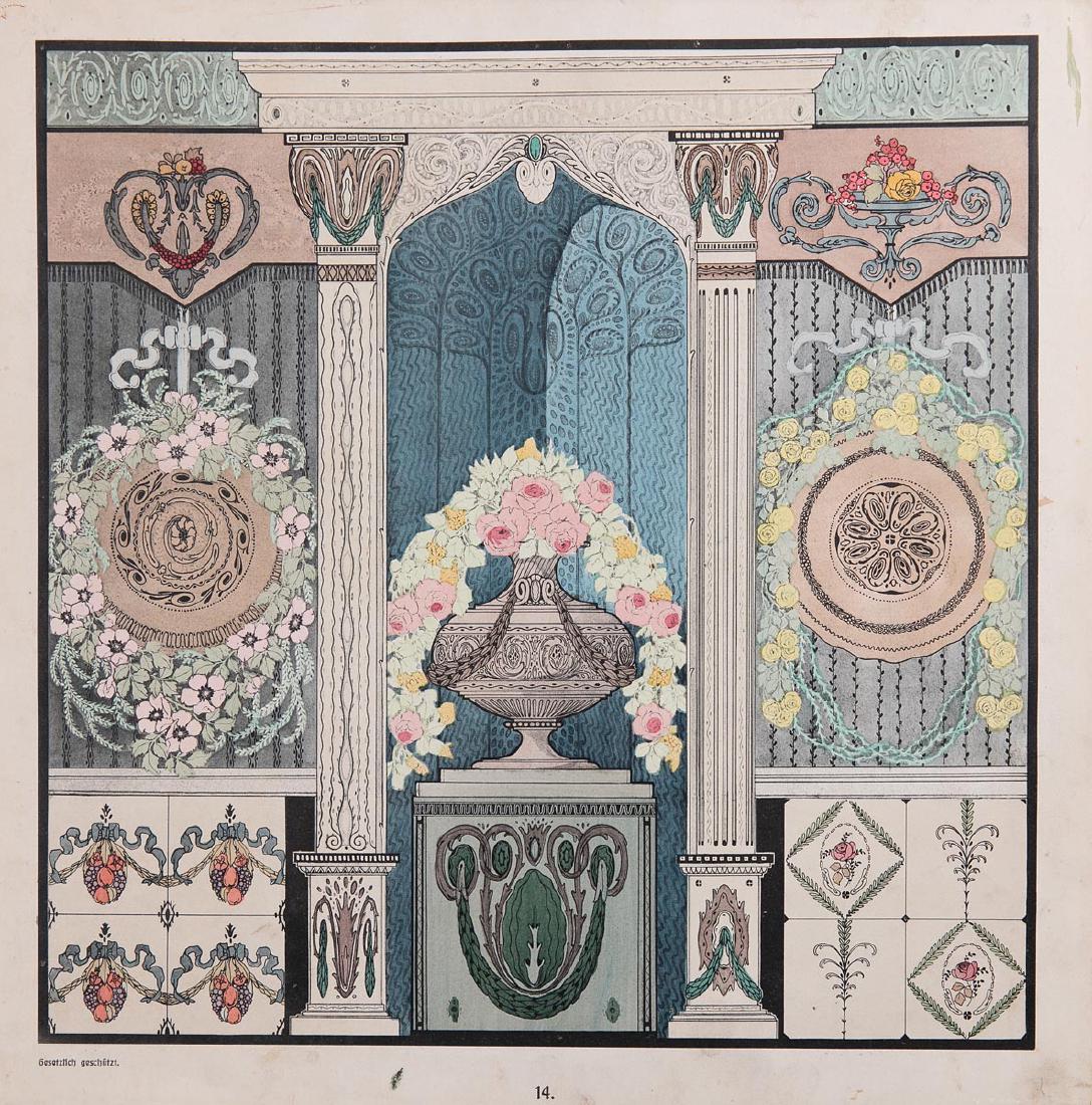 Christian STOLL - Biedermeier-Zierat. Zu haben in Plaue: Christian STOLL - Biedermeier-Zierat. Zu haben in Plauen. [Et, du même:] Neuer Zierat nach altem Stil. Plauen, Christian Stoll, s. d. [circa 1905]. 2 volumes in-folio carré, en feuilles, sous chemis