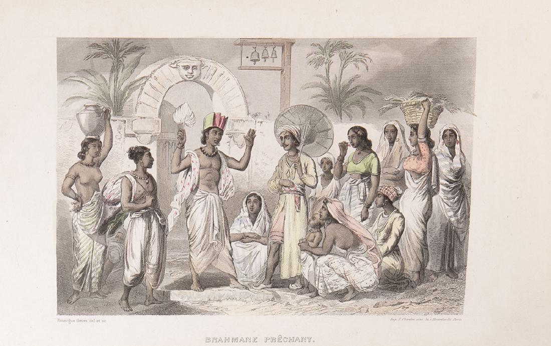 Louis ÉNAULT - L'Inde pittoresque. Illustrations par RO: Louis ÉNAULT - L'Inde pittoresque. Illustrations par ROURGUE et OUTWAITH. Paris, Morizot, 1861. Grand in-8, demi-chragrin brun, plats de percaline chagrinée brune, dos orné à quatre nerfs, tranche