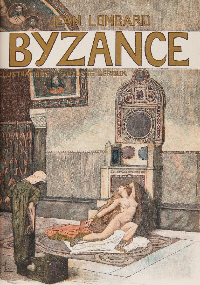 Jean LOMBARD - Byzance. Préface de Paul: Jean LOMBARD - Byzance. Préface de Paul MARGUERITTE. Illustrations de A. LEROUX. Paris, Paul Ollendorff, 1901. In-8 carré, reliure de Canape demi-maroquin vert à coins, dos orné &#