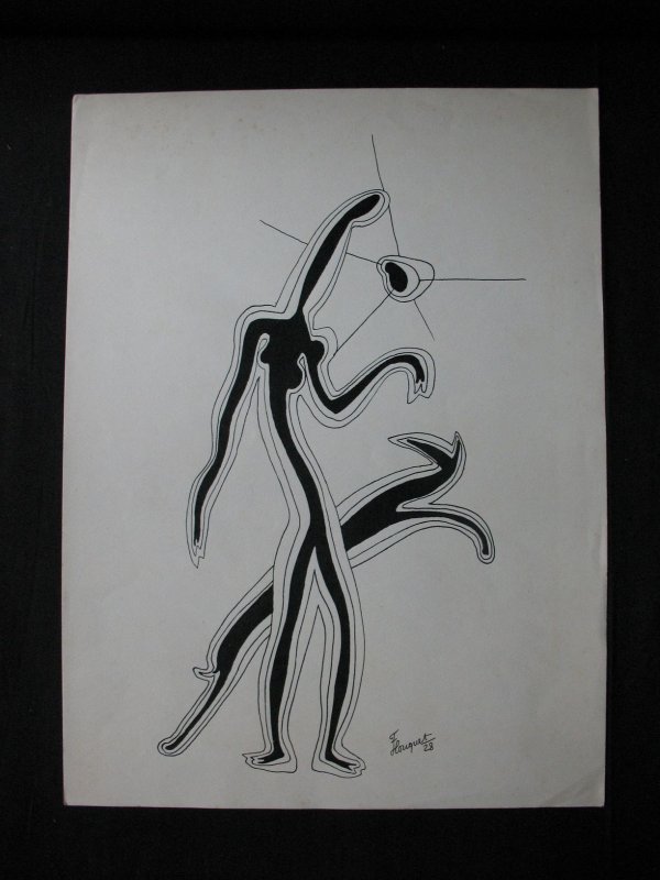 220 FLOUQUET - [Encre de chine]. Composition signée et