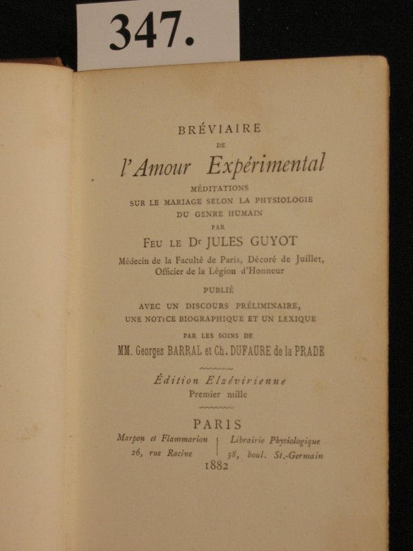 GUYOT, Dr. Jules - Bréviaire de l'amour expérimen