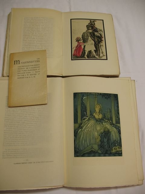 KLEIST, Heinrich von - Les marionnettes. HAYTER: KLEIST, Heinrich von - Les marionnettes. Illustré par S. W. Hayter. Paris, GLM, 1947. In-12, broché. 5 hors-texte en noir, 2 vignettes dans le texte. Un des 960 sur Marais (n°16). Joints: HO