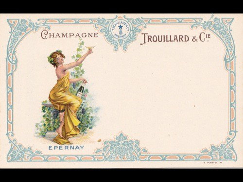 Fantaisie. Cartes postales-Menu «Champagne Trouilla