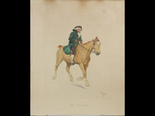 Cecil ALDIN (1870-1935) - The Doctor.: Cecil ALDIN (1870-1935) - The Doctor. 1901, chromolithographie, 562 x 462 mm, signature imprimée en bas à droite, impression Lawrence & Bullen. Jolie impression du peintre animalier britannique Ceci