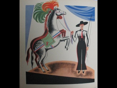 Jeanne CAPPE - Le Cirque. Illustrations de SANTA R: Jeanne CAPPE - Le Cirque. Illustrations de SANTA ROSA. Paris, Desclée de Brouwer, [circa 1938]. Grand in-4 carré, couverture cartonnée d'édition, premier plat illustré en couleur. 7 superbes hors
