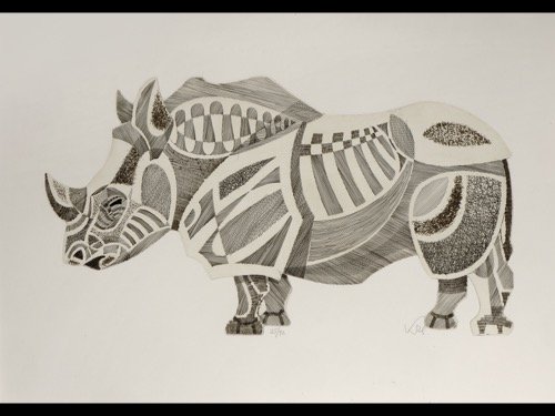 Abraham KROL (PABIANICE, POLOGNE, 1919 - 2005) - Rhinoc: Abraham KROL (PABIANICE, POLOGNE, 1919 - 2005) - RhinocÃ©ros. Eau-forte. Justification en bas au milieu : 25/92. Nom de l'artiste en bas Ã droite : Krol. Dimensions approximatives : 330 x 590 mm 
