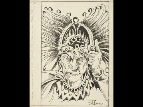 Hal FORREST - Â«The Birdmen must die !Â» Ruled The High: Hal FORREST - Â«The Birdmen must die !Â» Ruled The High Lillah. Page 97. Projet Ã l'encre de Chine. Nom de l'artiste en bas Ã droite. 297 x 235 mm. JOINT, du mÃªme: - 3 projets Ã l'encr