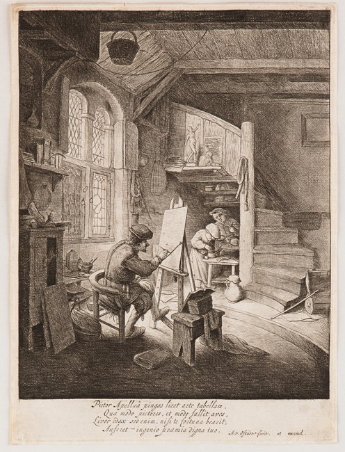 Adriaen VAN OSTADE (HAARLEM, 1610 - 1685) - Le peintre.: Adriaen VAN OSTADE (HAARLEM, 1610 - 1685) - Le peintre. Gravure. 238 x 174 mm. 12e Ã©tat. Belle condition.