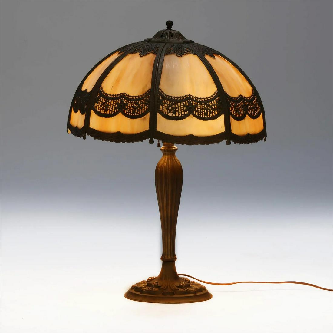 Vintage Slag Glass Overlay Table Lamp (1 of 5)