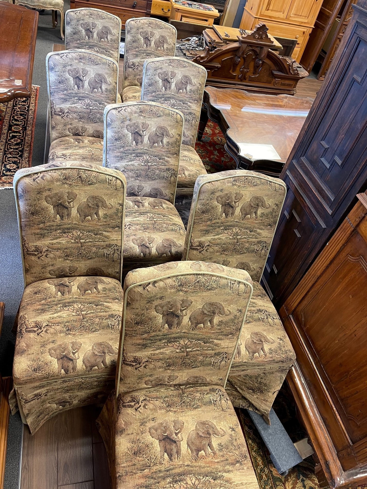 Four (4) Safari Pattern Dinning Chairs (1 of 4)