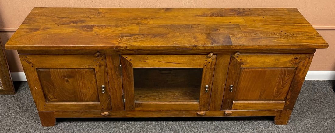 Teak Entertainment Cabinet: 3 Door Solid Teak Entertainment Cabinet