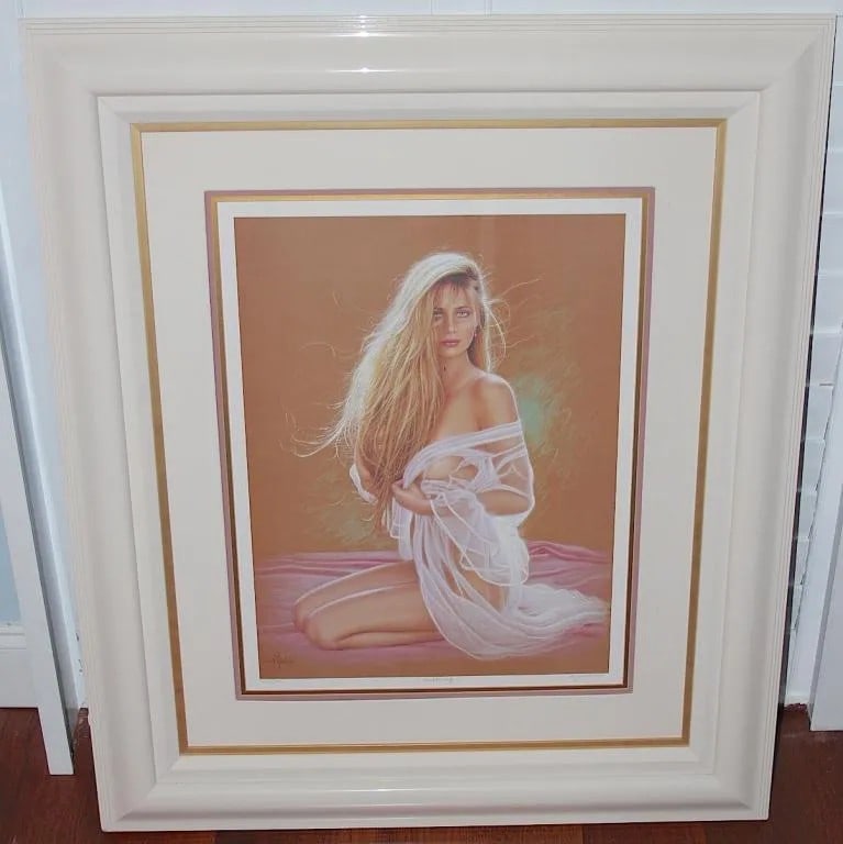 MIGUEL PARADES, "AWAKENING" COLLOTYPE - Framed: MIGUEL PARADES "AWAKENING" 1990 COLLOTYPE - L/E 810 OF 750-COA INCLUDED -34" X 39"