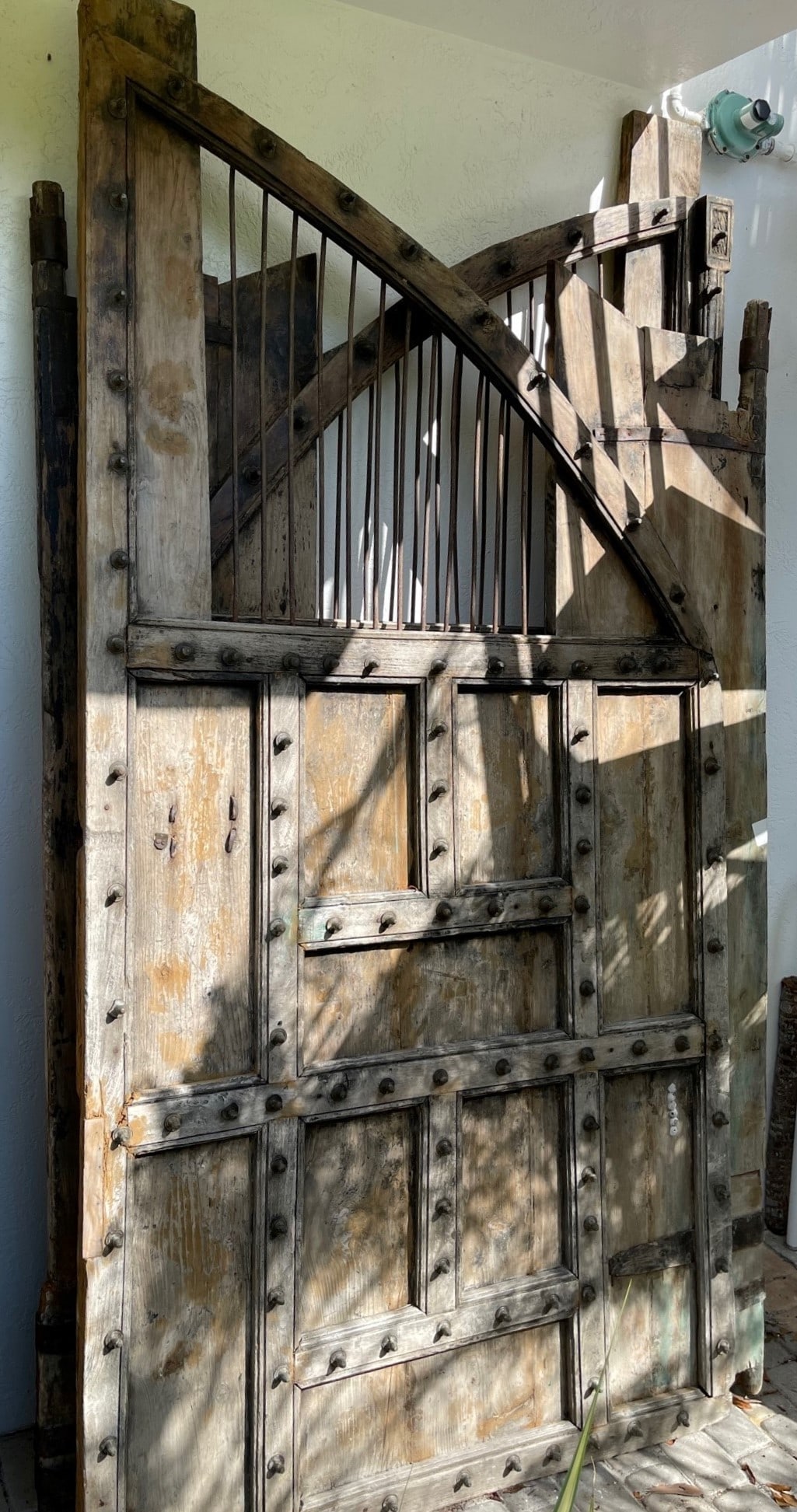 Large Antique Solid Wood and Wrought Iron Gates - 105" Tall (1 of 8)