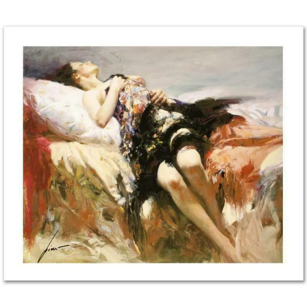 Pino Daeni (1939-2010), "Sensuality" Limited Edition Giclee.: Sensuality" is a limited edition giclee on paper by Pino (1939-2010). The piece comes numbered and is hand signed by the artist. Includes Certificate of Authenticity. Measures approxiamtely 15 x 18