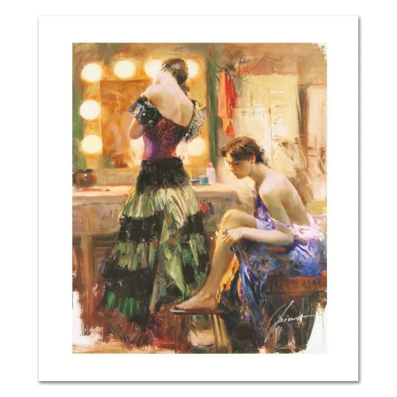 Pino Daeni (1939-2010), "Almost Ready" Limited Edition Giclee on Canvas: Almost Ready" is a limited edition giclee on canvas by Pino (1931-2010), numbered and hand signed by the artist. Includes Certificate of Authenticity. Measures approx. 16" x 20
