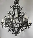French Gothic style wrought iron 16-light Chandelier (1 of 4)