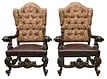 (2) OVERSIZED BAROQUE STYLE WINGBACK ARMCHAIRS - 2