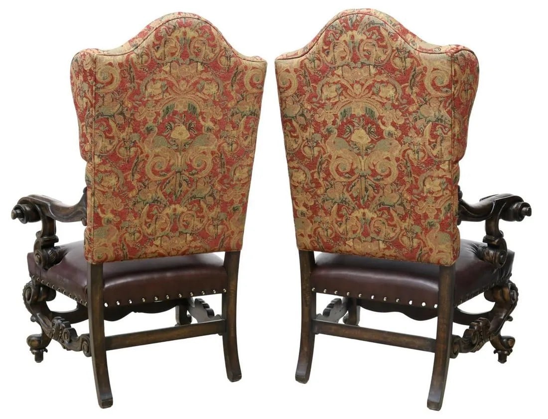 (2) OVERSIZED BAROQUE STYLE WINGBACK ARMCHAIRS - 3