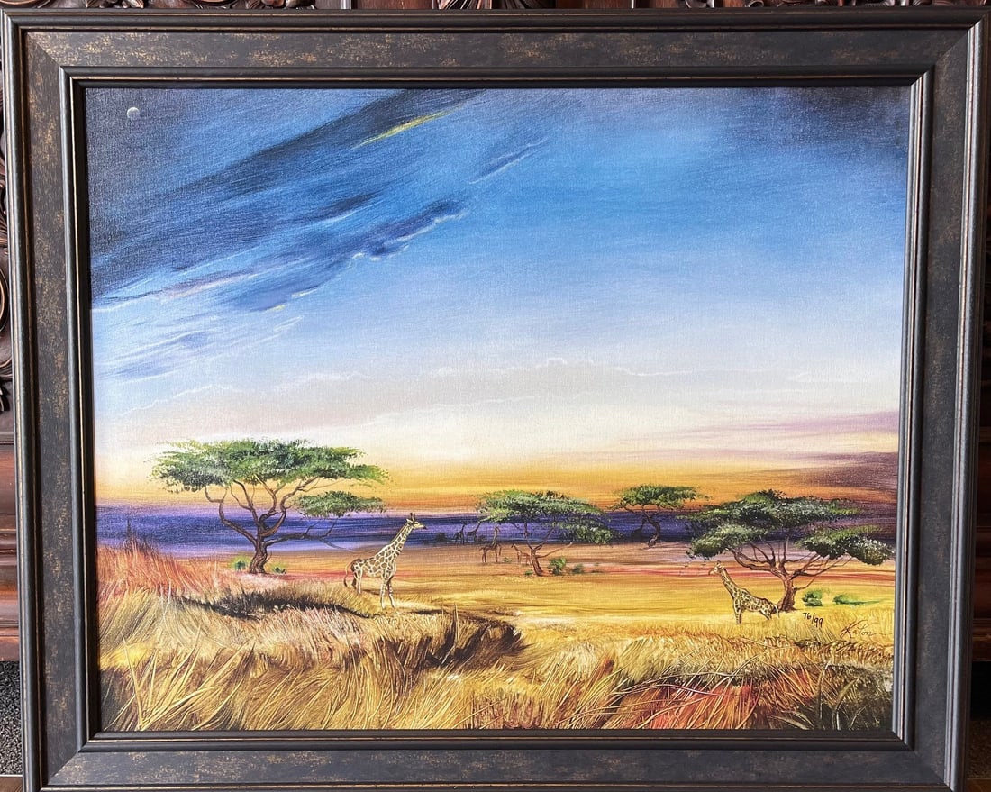 Martin Katon, "Africa at Peace" Limited Edition Giclee on Canvas - Framed: Africa at Peace" is a limited edition giclee canvas by Martin Katon, numbered and hand signed by the artist! Includes Letter of Authenticity. Measures approx. 30" x 24