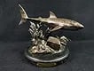 Original Signed J Wyatt Bronze Sculpture "The Guardian: Original Signed J Wyatt Bronze Sculpture "The Guardian Shark" This stunning Shark guarding his treasures is in great condition with no repairs or damage numbered 114 of 950 Hallmarked "J . Wyatt OEMI