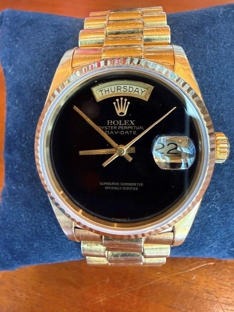 Rolex Day-Date President 18K Gold - Black Onyx Face: Rolex Day-Date President 18K Gold - Black Onyx Face - 36MM