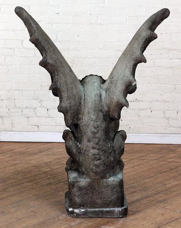 LARGE PAIR CAST STONE WINGED GARGOYLES - 8