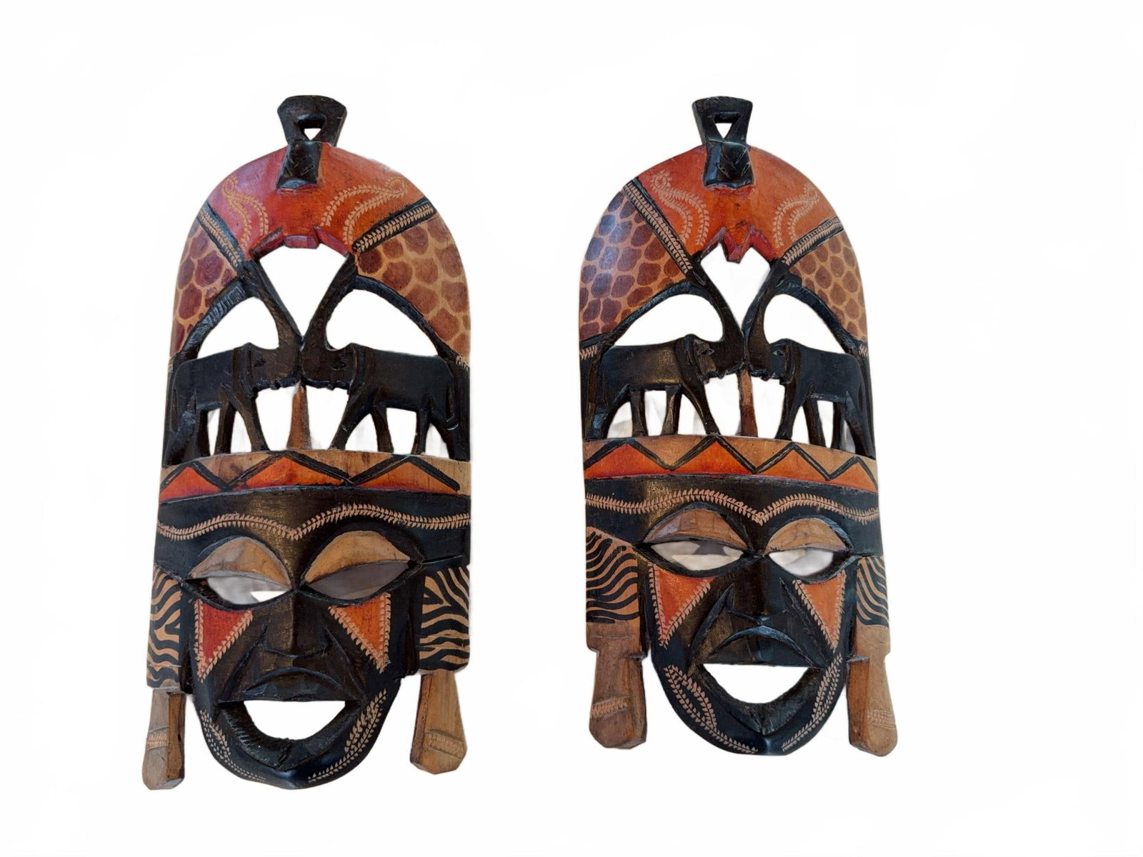 Hand-Carved "Elephants Kissing" Masks (1 of 10)