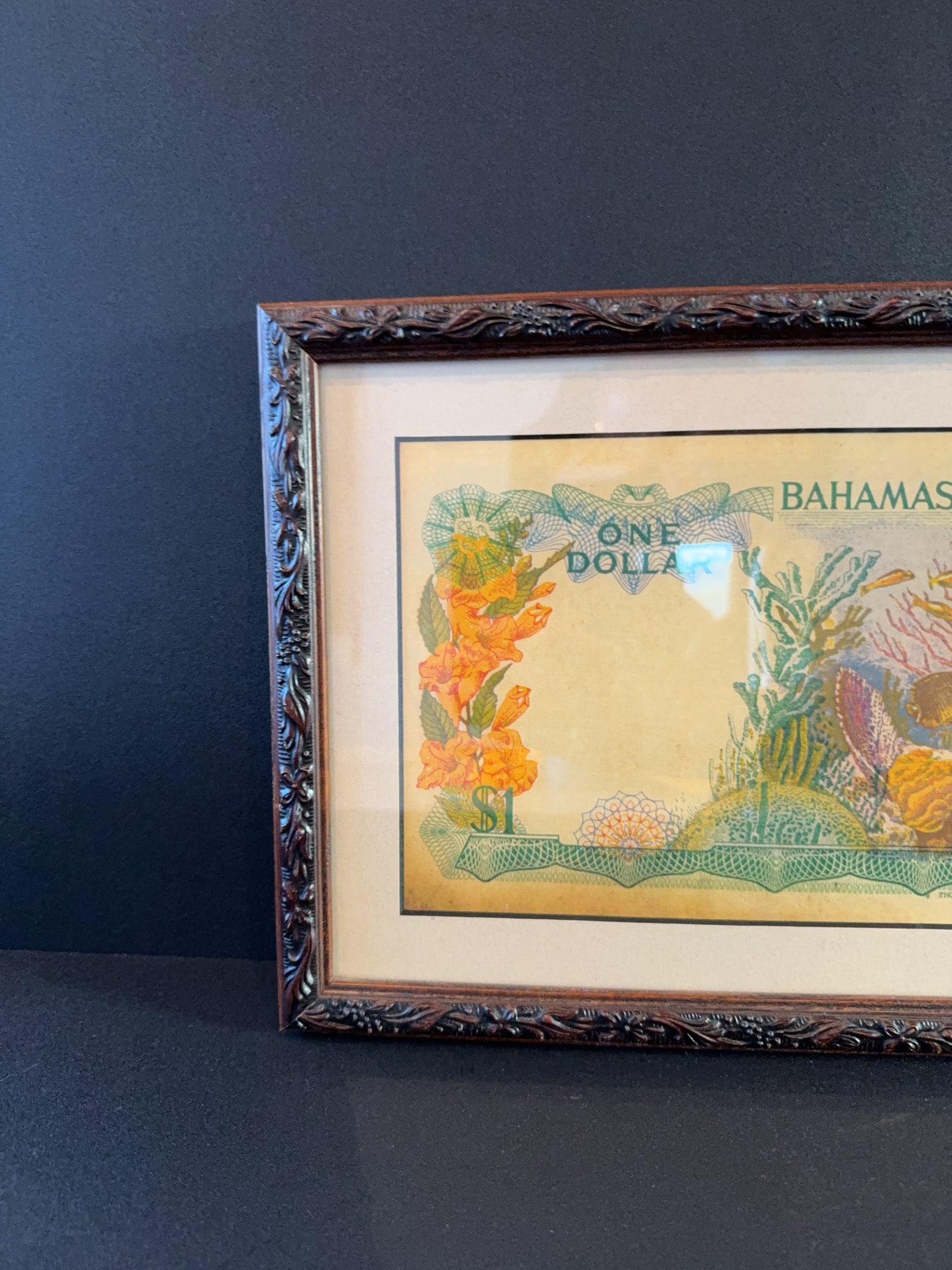 Framed Bahamas Monetary Authority $1 Note - 10