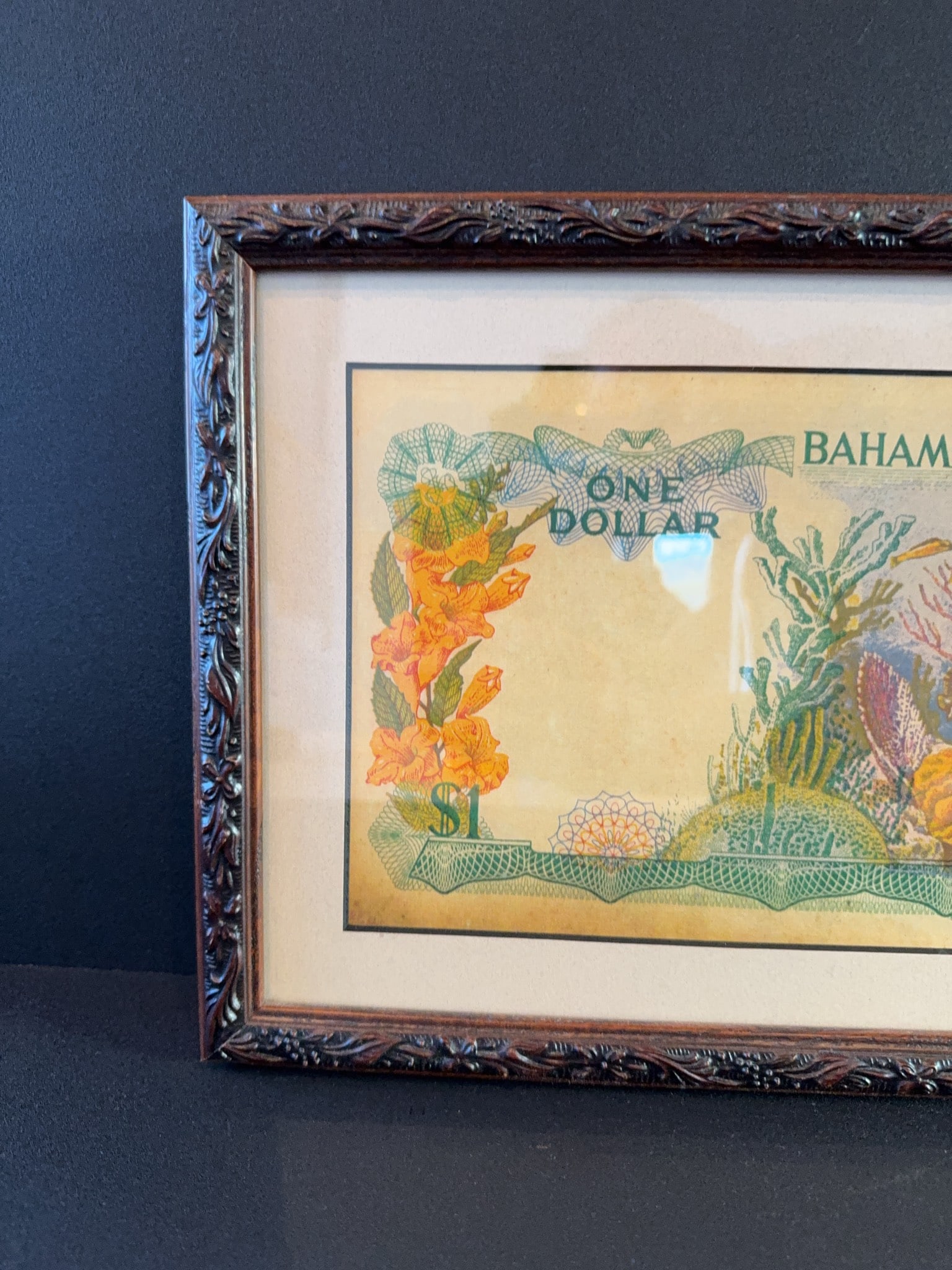 Framed Bahamas Monetary Authority $1 Note - 11