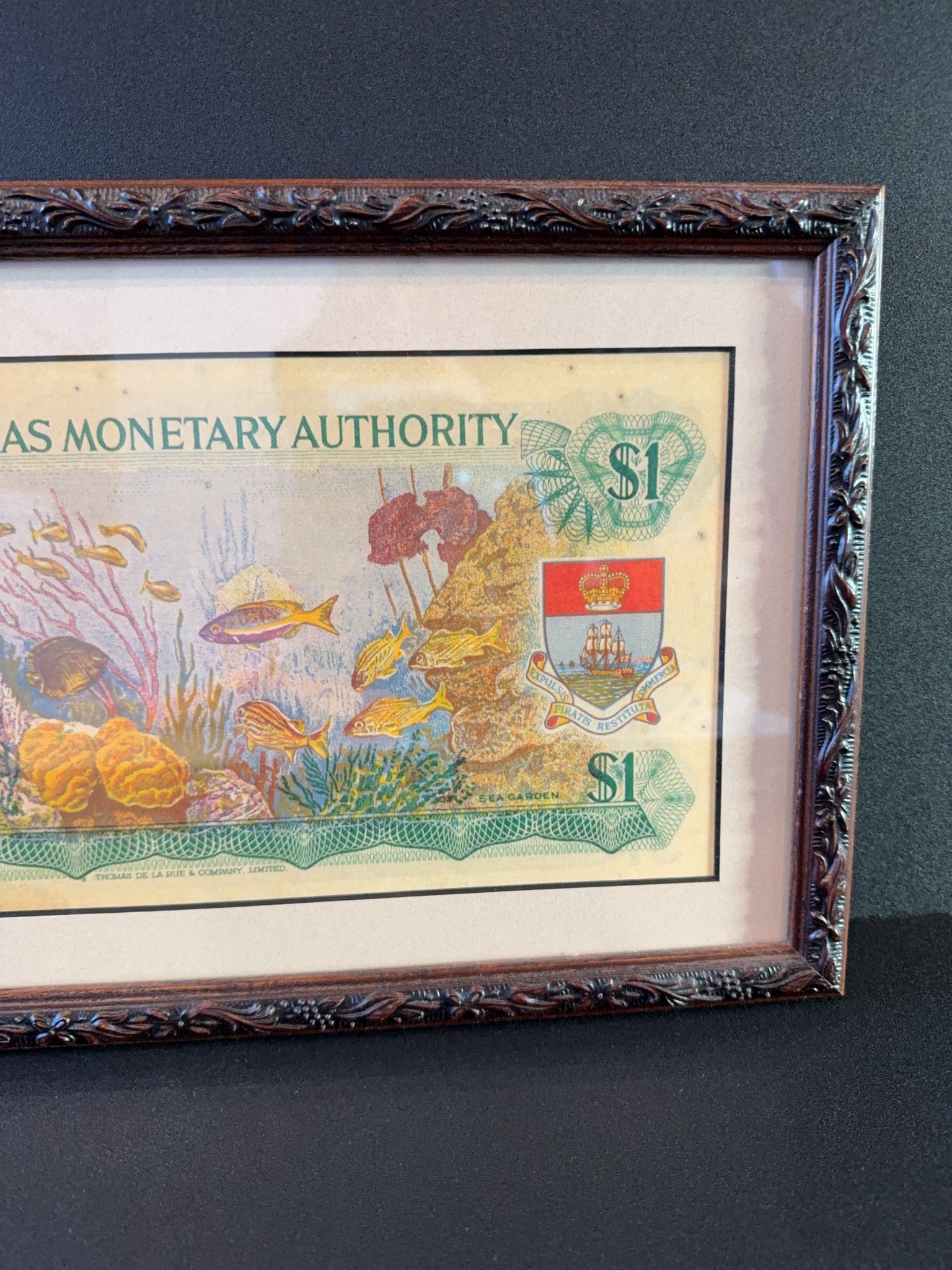 Framed Bahamas Monetary Authority $1 Note - 14