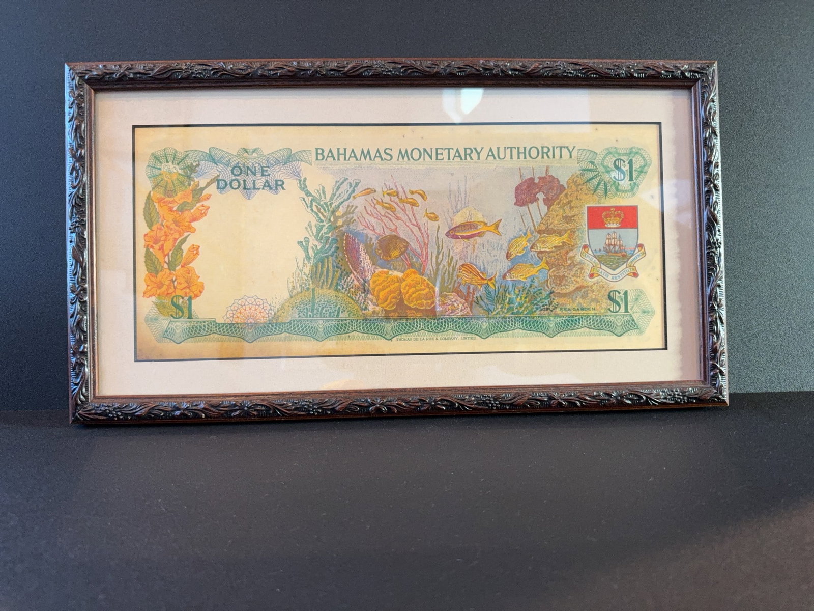 Framed Bahamas Monetary Authority $1 Note - 4