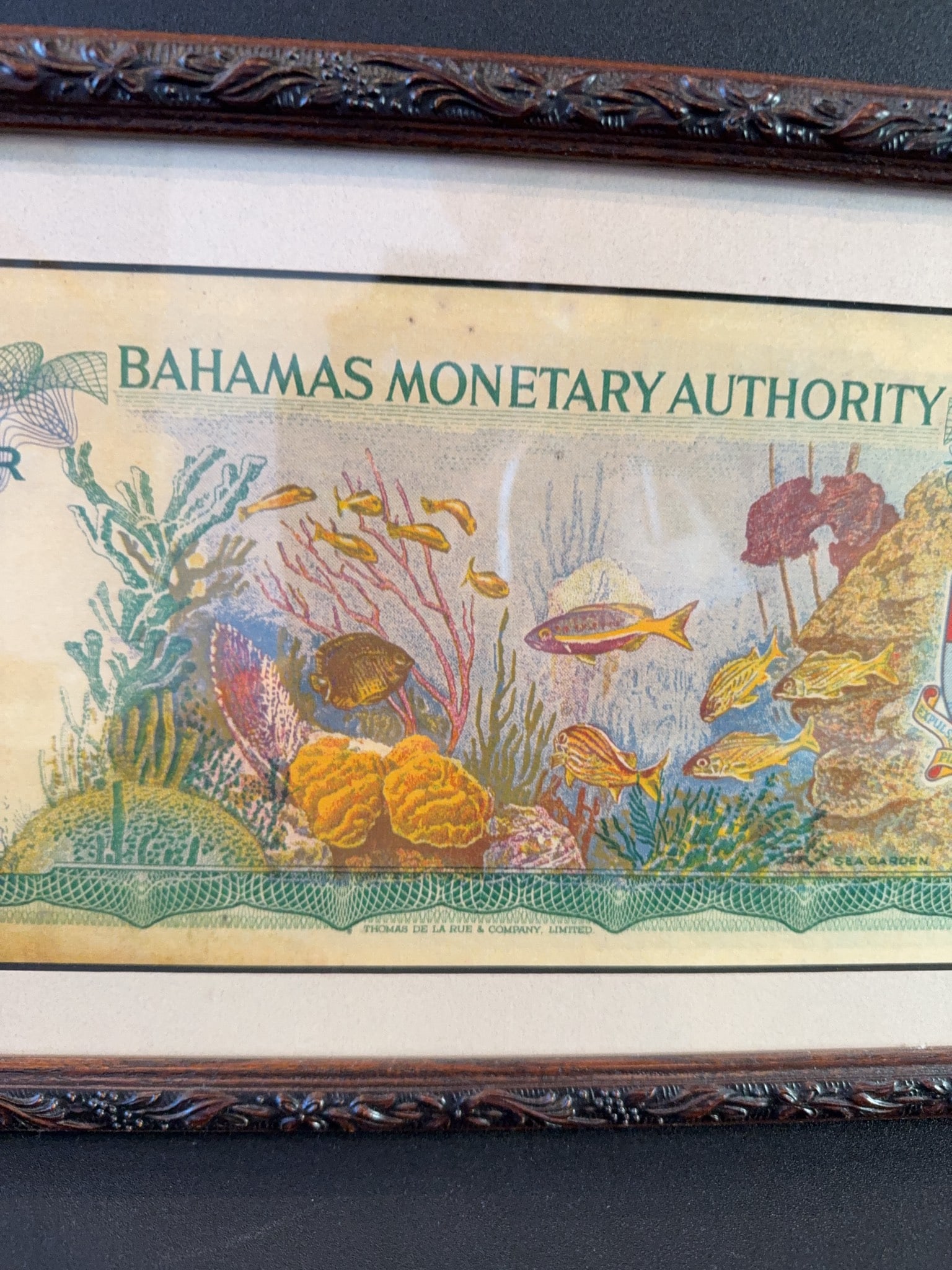Framed Bahamas Monetary Authority $1 Note - 7