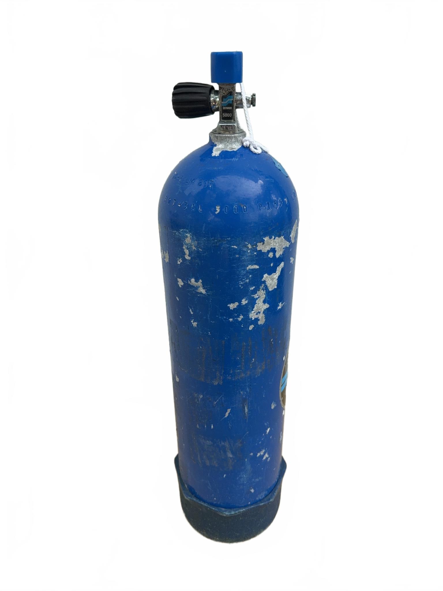 Sherwood Scuba Aluminum 80 Dive Cylinder 1 of 2: Sherwood Scuba Aluminum 80 scuba tank with blue paint, showing signs of surface wear consistent with use. Includes a visual inspection sticker from Tilden's Scuba Center 6/2025. The last hyrdro inspec