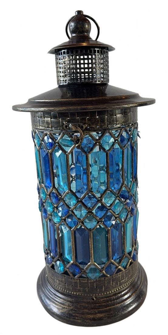 Blue Glass Mosaic Metal Lantern 2 of 2 (1 of 8)