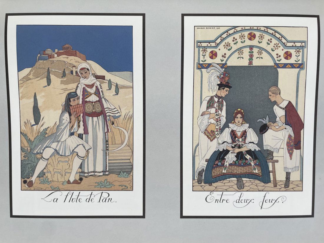 GEORGE BARBIER (1882-1932).: "The pan flute". Greece XIX century. Almanac 1923."Between two fires". Czechoslovakia XX c. Almanacs 1922; 1923 .