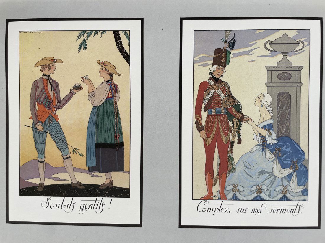 GEORGE BARBIER (1882-1932).: "Are they nice!". Switzerland XVIII century. Almanacs 1923; 1924. "Rely on my oaths". Hungary XVIII century. Almanacs 1923; 1924. Georges Augustin Barbier was one of the great French illustrators of t