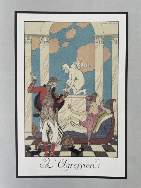 Art Deco illustration George Barbier.: Color illustration of high quality printing (size 21x14cm) based on papier mache (size 38x28cm). Georges Augustin Barbier (1882-1932) one of the most highly regarded illustrators Art Deco movement. Hi