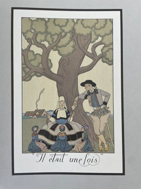 "Once upon a time" illustration George Barbier.: Color illustration of high quality printing (size 21x14cm) based on papier mache (size 38x28cm). Georges Augustin Barbier (1882-1932) one of the most highly regarded illustrators Art Deco movement. Hi