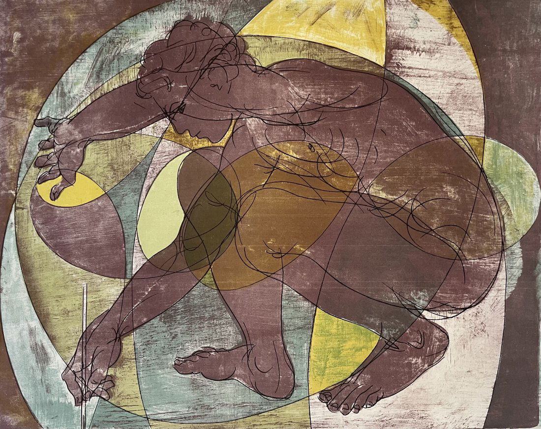 Hans Erni, 1957 Abstract Swiss Art, Large 70 cm.: Large 70 x 58.5 cm. Original Swiss Print from 1957, Hans Erni.