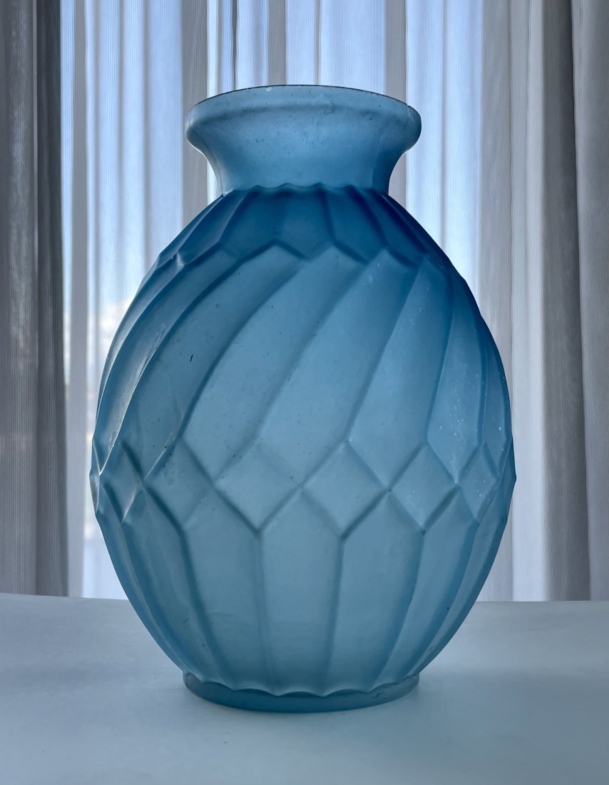 French Art Nouveau Blue Vase Lalique-style. (1 of 2)