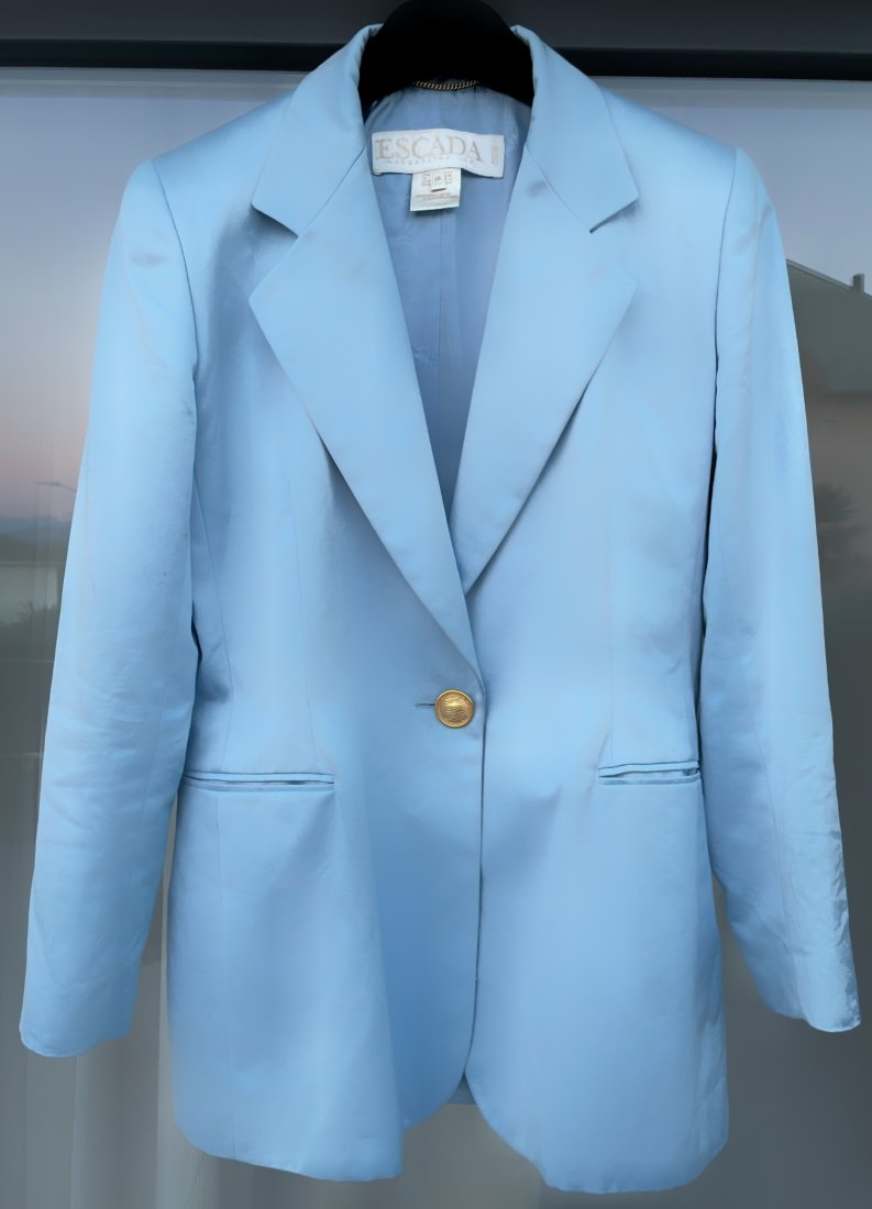 ESCADA Vintage Blue Blazer: The LAdy Natalies Private Jewels & Accessories Collection- a magnificent symphony of valuable jewellery, clothes, shoes, watches, handbags, art and more.. from one of Switzerlands hidden collections.